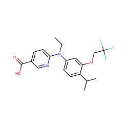 CCN(c1ccc(C(C)C)c(OCC(F)(F)F)c1)c1ccc(C(=O)O)cn1 ZINC000066112567