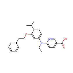 CCN(c1ccc(C(C)C)c(OCCc2ccccc2)c1)c1ccc(C(=O)O)cn1 ZINC000066112572