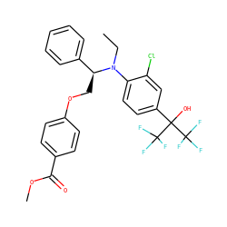 CCN(c1ccc(C(O)(C(F)(F)F)C(F)(F)F)cc1Cl)[C@@H](COc1ccc(C(=O)OC)cc1)c1ccccc1 ZINC000038149599