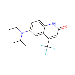 CCN(c1ccc2[nH]c(=O)cc(C(F)(F)F)c2c1)C(C)C ZINC000014968259