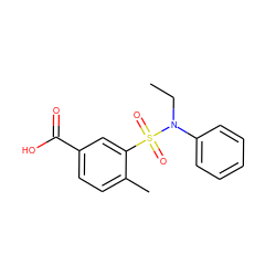 CCN(c1ccccc1)S(=O)(=O)c1cc(C(=O)O)ccc1C ZINC000003226937