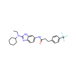 CCN(c1nc2ccc(NC(=O)CCc3ccc(C(F)(F)F)cc3)cc2[nH]1)C1CCCCC1 ZINC000040973552