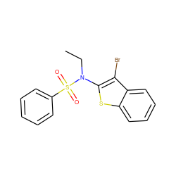 CCN(c1sc2ccccc2c1Br)S(=O)(=O)c1ccccc1 ZINC000115231367