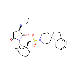 CCN[C@@H]1CC(=O)N([C@H]2C[C@H]3CC[C@]2(CS(=O)(=O)N2CCC4(CCc5ccccc54)CC2)C3(C)C)C1=O ZINC000028227859