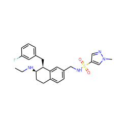 CCN[C@@H]1CCc2ccc(CNS(=O)(=O)c3cnn(C)c3)cc2[C@@H]1Cc1cccc(F)c1 ZINC000199978538