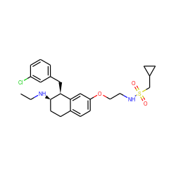 CCN[C@@H]1CCc2ccc(OCCNS(=O)(=O)CC3CC3)cc2[C@@H]1Cc1cccc(Cl)c1 ZINC000088261169