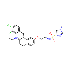 CCN[C@@H]1CCc2ccc(OCCNS(=O)(=O)c3cn(C)cn3)cc2[C@@H]1Cc1ccc(Cl)c(Cl)c1 ZINC000142166318