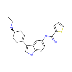 CCN[C@H]1CC=C(c2c[nH]c3ccc(NC(=N)c4cccs4)cc23)CC1 ZINC000084670443