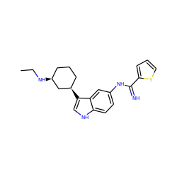 CCN[C@H]1CCC[C@@H](c2c[nH]c3ccc(NC(=N)c4cccs4)cc23)C1 ZINC000084705374