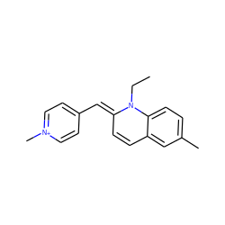 CCN1/C(=C/c2cc[n+](C)cc2)C=Cc2cc(C)ccc21 ZINC000015974250