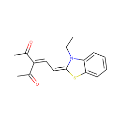 CCN1/C(=C\C=C(C(C)=O)C(C)=O)Sc2ccccc21 ZINC000004117553