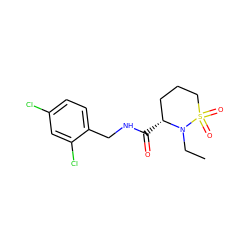 CCN1[C@H](C(=O)NCc2ccc(Cl)cc2Cl)CCCS1(=O)=O ZINC000095565666