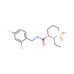 CCN1[C@H](C(=O)NCc2ccc(F)cc2Cl)CCCS1(=O)=O ZINC000095565308