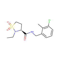 CCN1[C@H](C(=O)NCc2cccc(Cl)c2C)CCS1(=O)=O ZINC000095565691