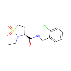 CCN1[C@H](C(=O)NCc2ccccc2Cl)CCS1(=O)=O ZINC000095553088