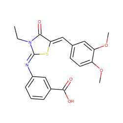 CCN1C(=O)/C(=C/c2ccc(OC)c(OC)c2)S/C1=N\c1cccc(C(=O)O)c1 ZINC000008227346