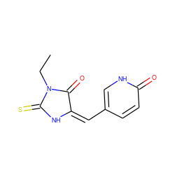 CCN1C(=O)/C(=C\c2ccc(=O)[nH]c2)NC1=S ZINC000474610078