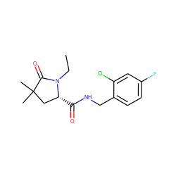 CCN1C(=O)C(C)(C)C[C@H]1C(=O)NCc1ccc(F)cc1Cl ZINC000095565564