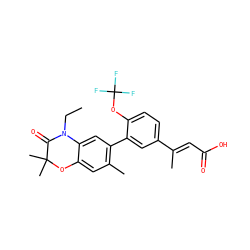 CCN1C(=O)C(C)(C)Oc2cc(C)c(-c3cc(/C(C)=C/C(=O)O)ccc3OC(F)(F)F)cc21 ZINC000028952640