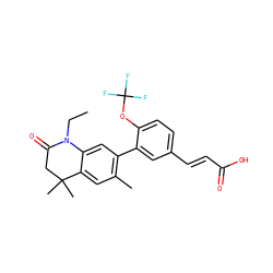 CCN1C(=O)CC(C)(C)c2cc(C)c(-c3cc(/C=C/C(=O)O)ccc3OC(F)(F)F)cc21 ZINC000028952149