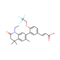 CCN1C(=O)CC(C)(C)c2cc(C)c(-c3cc(/C=C/C(=O)O)ccc3OCC(F)(F)F)cc21 ZINC000028952475