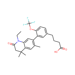 CCN1C(=O)CC(C)(C)c2cc(C)c(-c3cc(CCCC(=O)O)ccc3OC(F)(F)F)cc21 ZINC000028952180