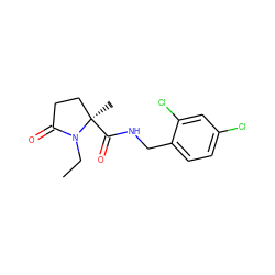 CCN1C(=O)CC[C@@]1(C)C(=O)NCc1ccc(Cl)cc1Cl ZINC000095565333