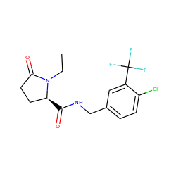 CCN1C(=O)CC[C@@H]1C(=O)NCc1ccc(Cl)c(C(F)(F)F)c1 ZINC000095565057