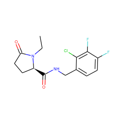 CCN1C(=O)CC[C@@H]1C(=O)NCc1ccc(F)c(F)c1Cl ZINC000095565839