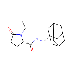 CCN1C(=O)CC[C@H]1C(=O)NCC12CC3CC(CC(C3)C1)C2 ZINC000058591979