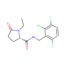 CCN1C(=O)CC[C@H]1C(=O)NCc1c(F)ccc(F)c1Cl ZINC000095565315