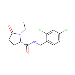 CCN1C(=O)CC[C@H]1C(=O)NCc1ccc(Cl)cc1Cl ZINC000058583438