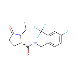 CCN1C(=O)CC[C@H]1C(=O)NCc1ccc(F)cc1C(F)(F)F ZINC000095565571