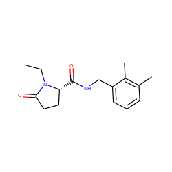 CCN1C(=O)CC[C@H]1C(=O)NCc1cccc(C)c1C ZINC000095565850