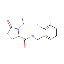 CCN1C(=O)CC[C@H]1C(=O)NCc1cccc(F)c1F ZINC000095565692