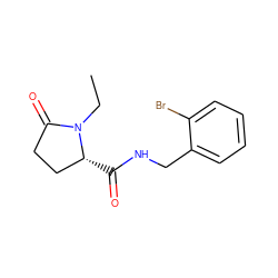 CCN1C(=O)CC[C@H]1C(=O)NCc1ccccc1Br ZINC000095565546