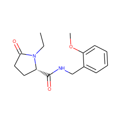 CCN1C(=O)CC[C@H]1C(=O)NCc1ccccc1OC ZINC000058590664