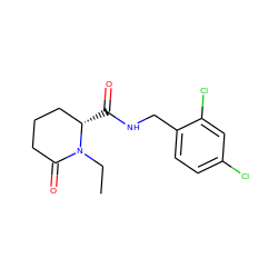 CCN1C(=O)CCC[C@@H]1C(=O)NCc1ccc(Cl)cc1Cl ZINC000043199832