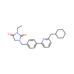 CCN1C(=O)CN(Cc2ccc(-c3cccc(CC4CCCCC4)n3)cc2)C1=O ZINC000072123022