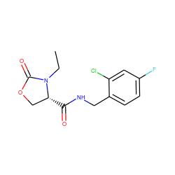 CCN1C(=O)OC[C@H]1C(=O)NCc1ccc(F)cc1Cl ZINC000043199811