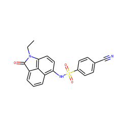 CCN1C(=O)c2cccc3c(NS(=O)(=O)c4ccc(C#N)cc4)ccc1c23 ZINC000653720694
