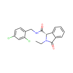 CCN1C(=O)c2ccccc2[C@H]1C(=O)NCc1ccc(Cl)cc1Cl ZINC000095565894