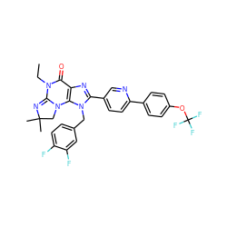 CCN1C(=O)c2nc(-c3ccc(-c4ccc(OC(F)(F)F)cc4)nc3)n(Cc3ccc(F)c(F)c3)c2N2CC(C)(C)N=C12 ZINC000073158211