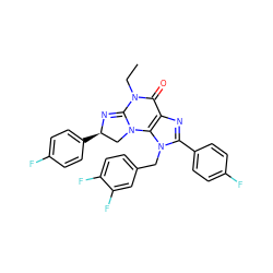 CCN1C(=O)c2nc(-c3ccc(F)cc3)n(Cc3ccc(F)c(F)c3)c2N2C[C@@H](c3ccc(F)cc3)N=C12 ZINC000071341423