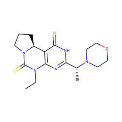 CCN1C(=S)N2CCC[C@H]2c2c1nc([C@@H](C)N1CCOCC1)[nH]c2=O ZINC000473088612