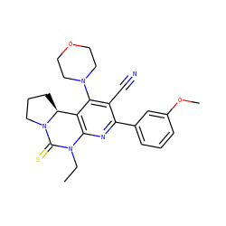 CCN1C(=S)N2CCC[C@H]2c2c1nc(-c1cccc(OC)c1)c(C#N)c2N1CCOCC1 ZINC000473086976