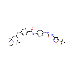 CCN1C(C)(C)CC(Oc2ccc(C(=O)Nc3ccc(NC(=O)Nc4cc(C(C)(C)C)on4)cc3)nc2)CC1(C)C ZINC000095559390