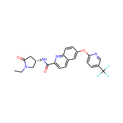 CCN1C[C@@H](NC(=O)c2ccc3cc(Oc4ccc(C(F)(F)F)cn4)ccc3n2)CC1=O ZINC001772581782