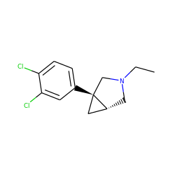 CCN1C[C@@H]2C[C@]2(c2ccc(Cl)c(Cl)c2)C1 ZINC000034986878