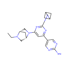 CCN1C[C@@H]2C[C@H]1CN2c1cc(-c2cnc(N)nc2)nc(N2CC3CC2C3)n1 ZINC000221359992